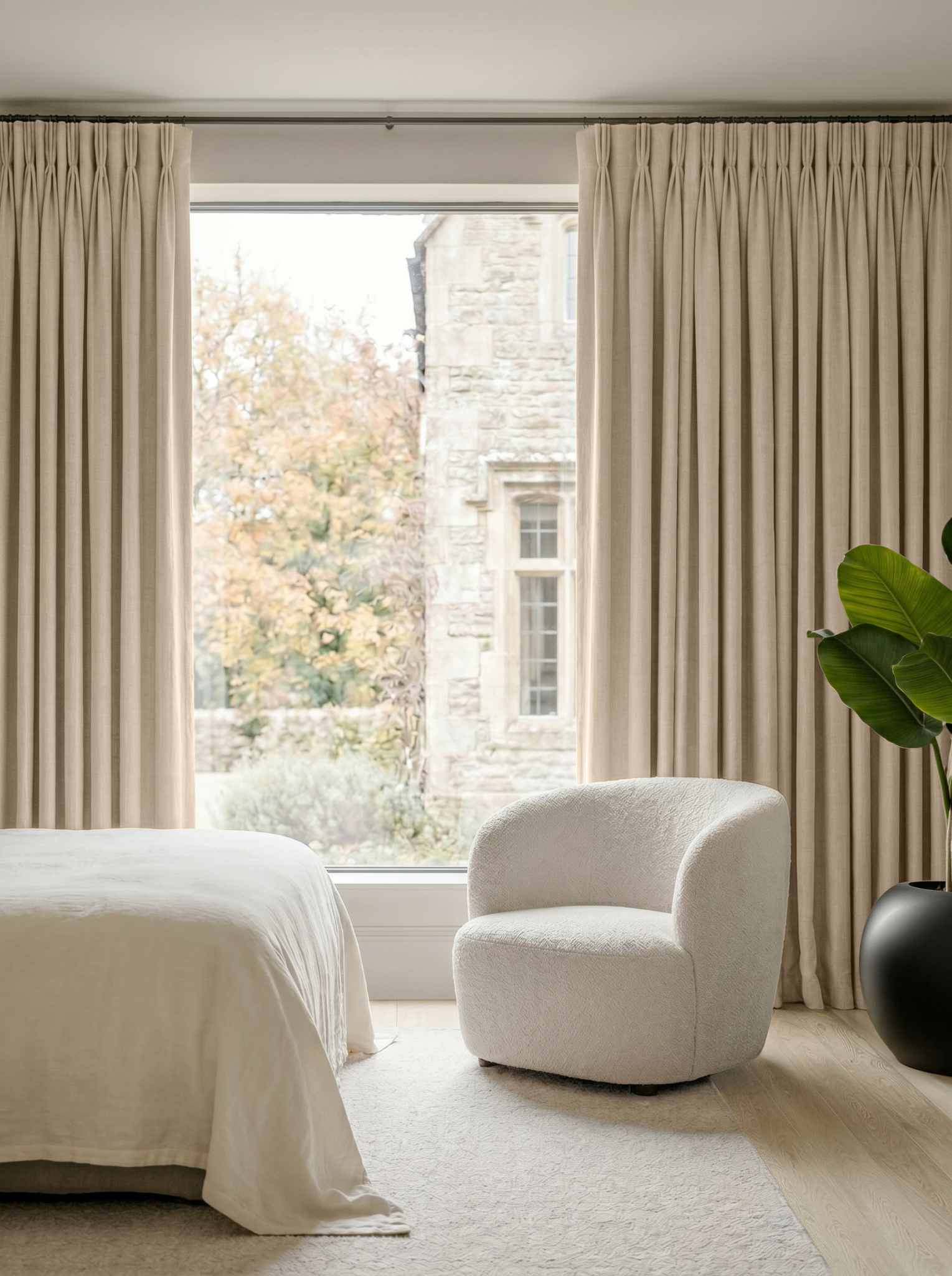 Chalk Bedroom Linen curtains Blackout lined - made of 100% pre-washed linen fabric Bianco Chalk by Ada & Ina.