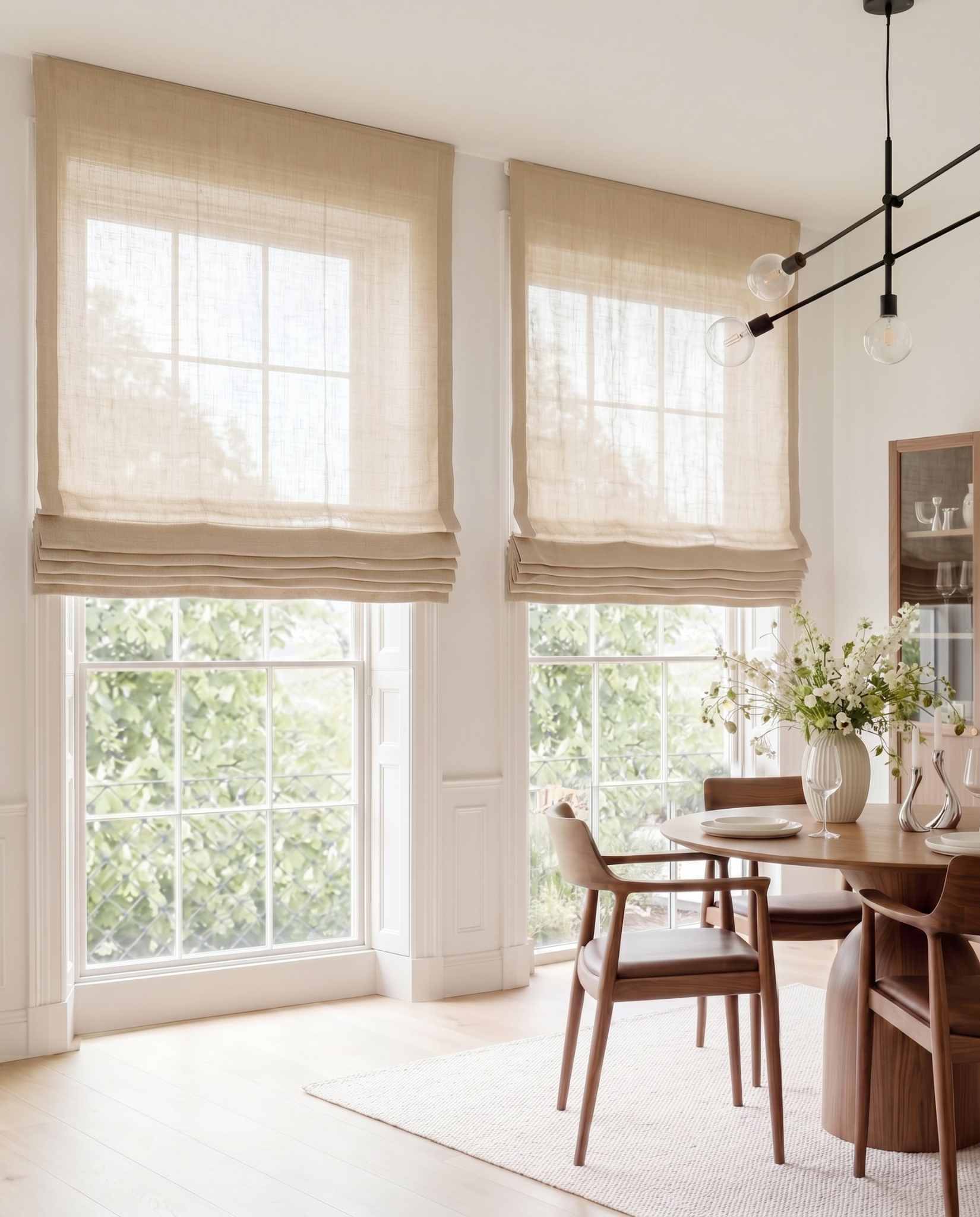 Chalk Linen Roman blinds. Made of 280 cm wide soft 100% Linen fabric Vilgot Chalk by Ada & Ina