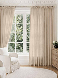 Chalk Pleated Linen curtains for Living room. Made of pre-washed linen Bianco Chalk by Ada & Ina.