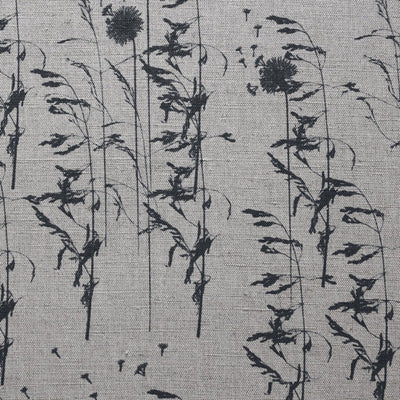 Breeze Charcoal - Curtain fabric with Grey botanical pattern