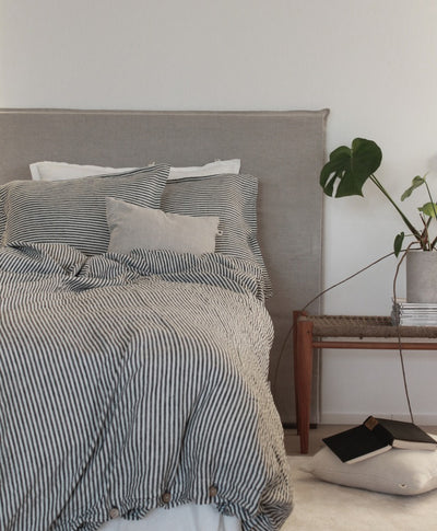 Linen Pillowcase 50x75 cm, Charcoal Stripe