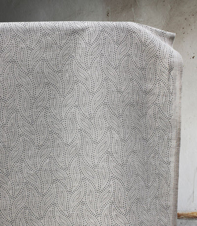 Pia Charcoal - Curtain fabric, abstract grey leaf pattern