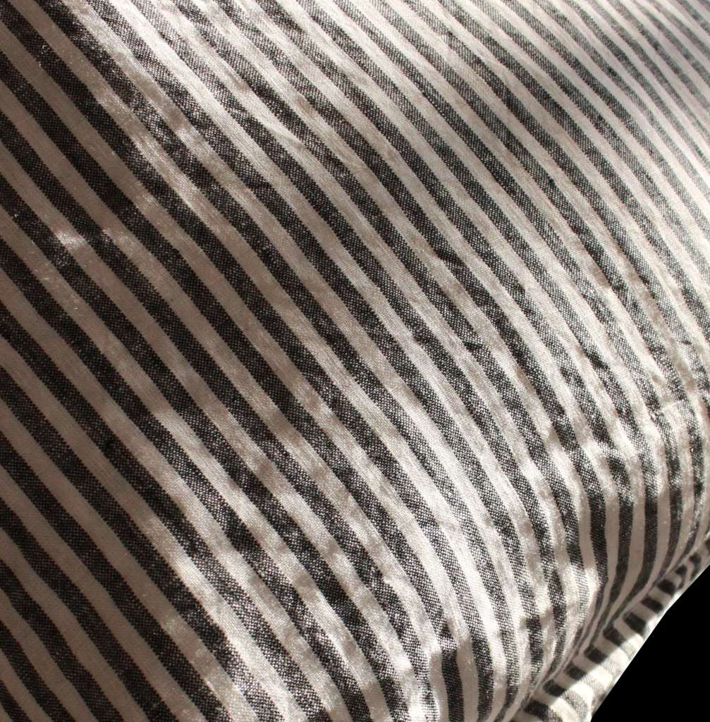 Linen Duvet Cover Super King, Charcoal Stripe