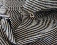 Linen Duvet Cover Double, Linen Bedding Striped, Charcoal Stripe