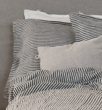 Linen Duvet Cover King, Charcoal Stripe