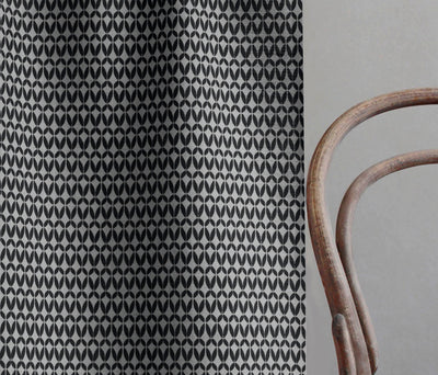 Siruna Charcoal - Natural curtain fabric, Dark Grey contemporary print