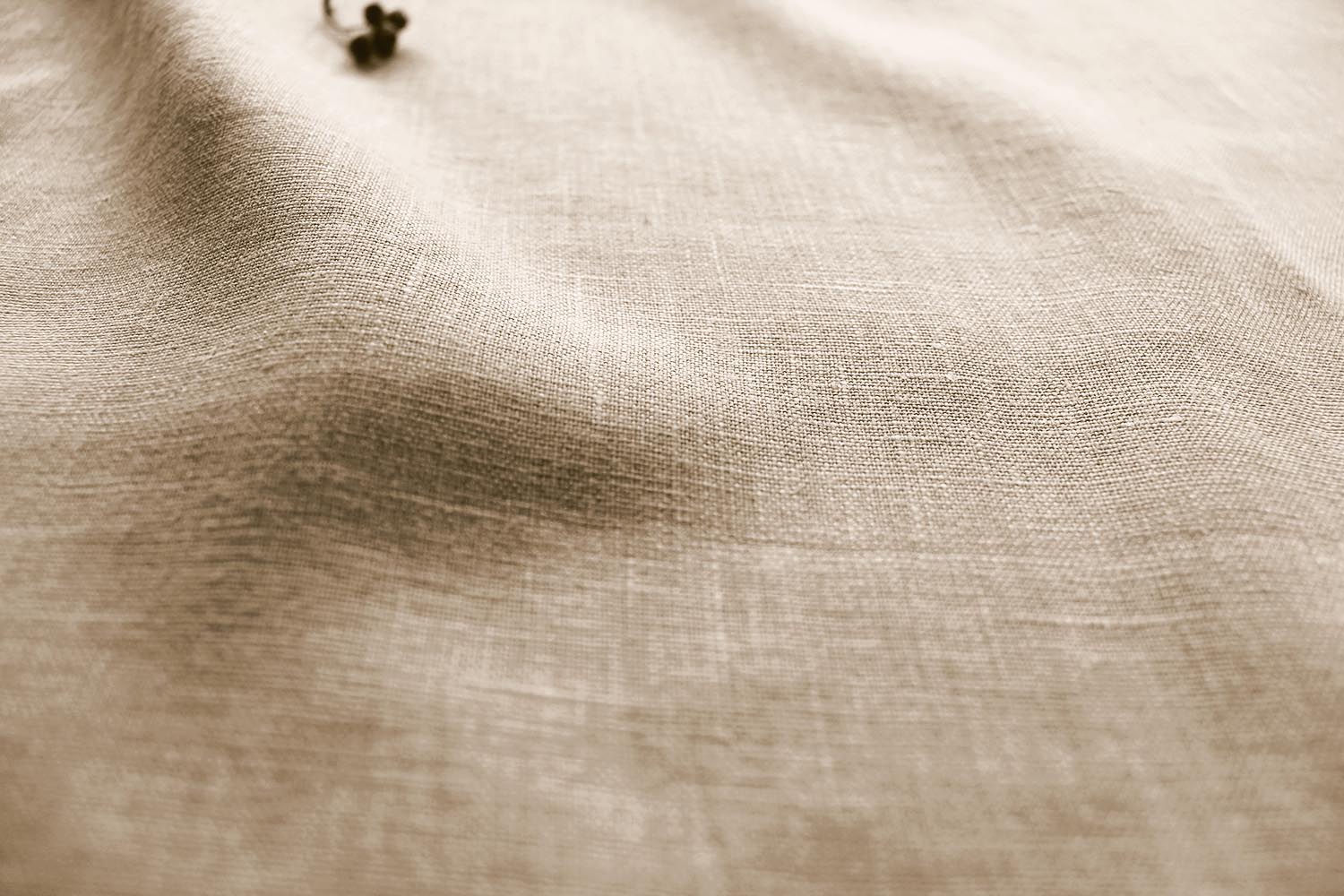 Beige / Brown 100% Linen Fabric - close-up - Charlotte Sandshell