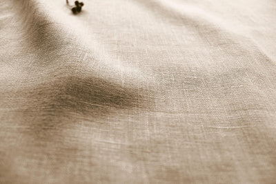 Beige / Brown 100% Linen Fabric - close-up - Charlotte Sandshell