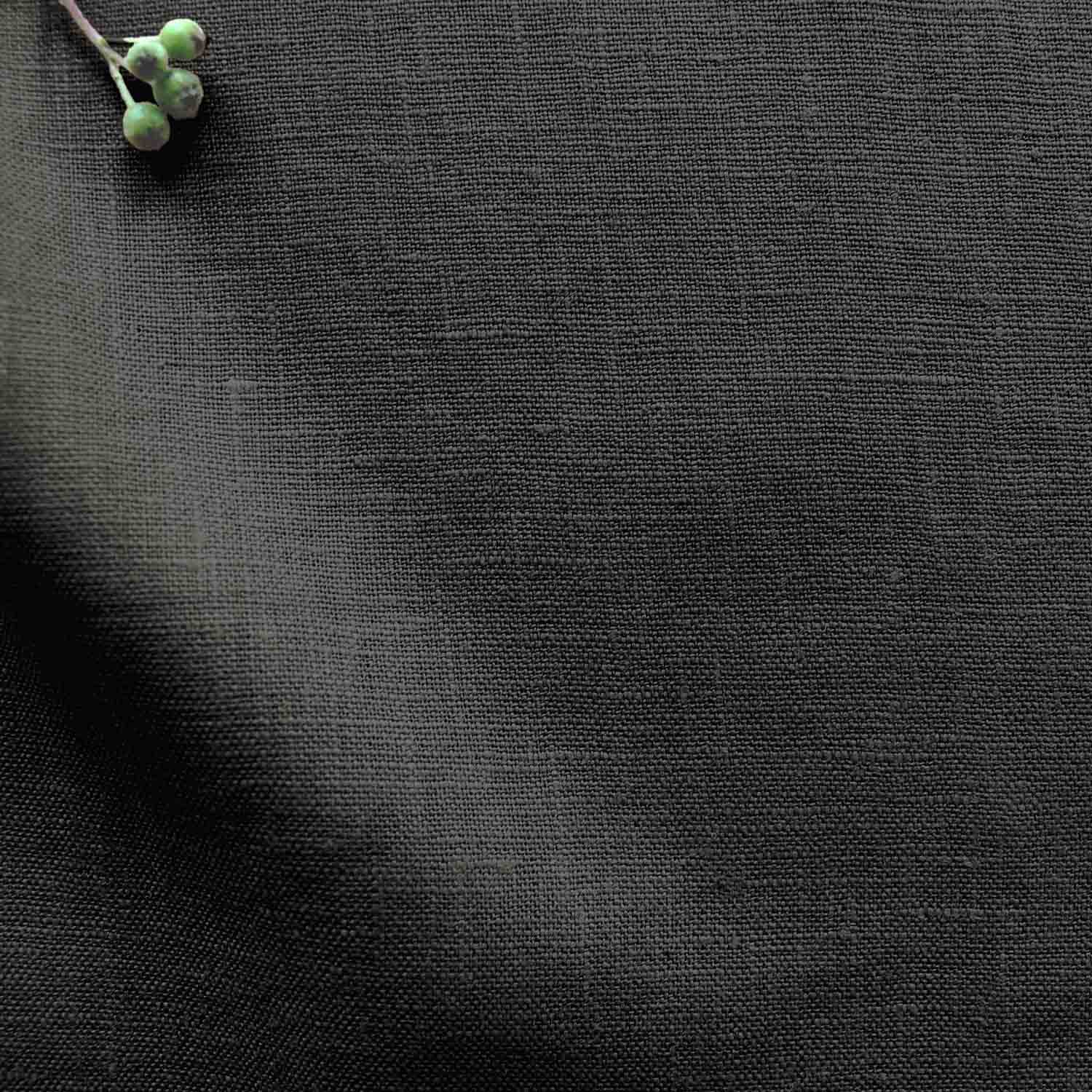 Black Linen Fabric by the metre. 100% Linen - Charlotte Noir