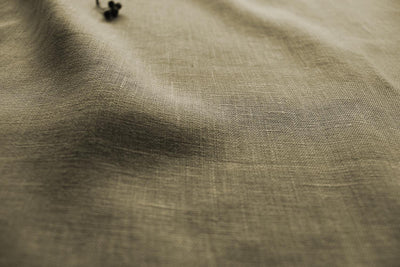 Muted Green 100% Linen Fabric - close-up - Charlotte Forest
