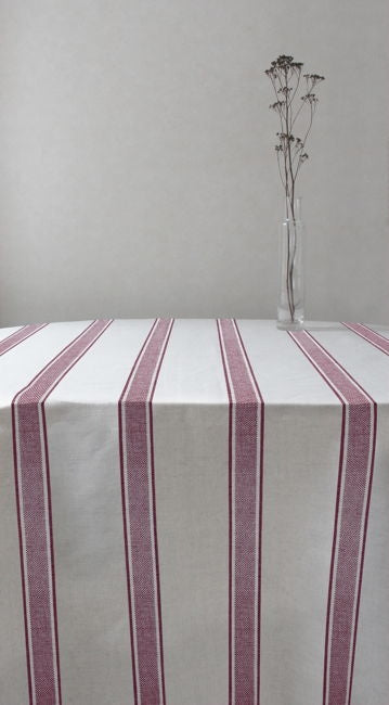 Bella Cherry - Curtain fabric with Red stripes