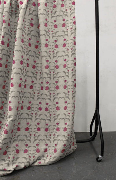 Dana Cherry - Curtain fabric with red / grey print