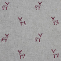 Deer Cherry - Curtain fabric with red pattern of deers