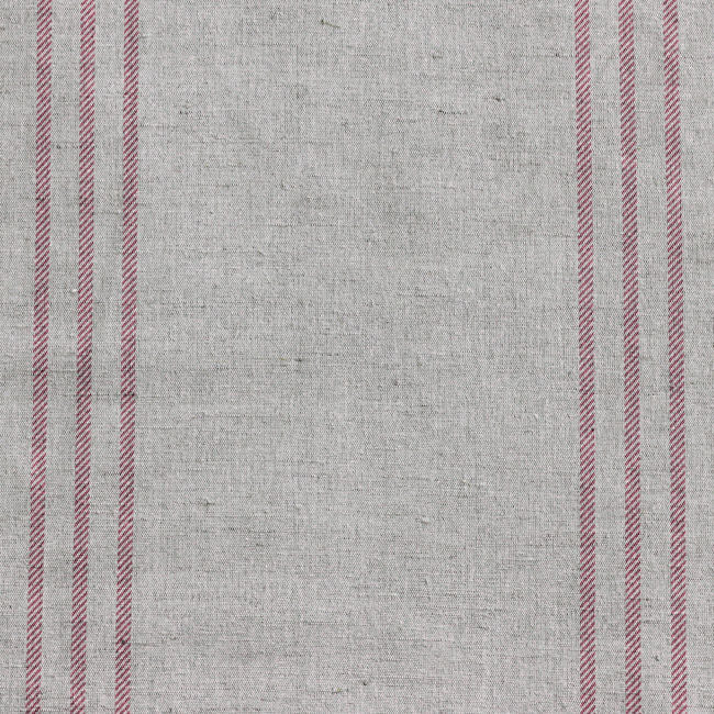 Telma Cherry - Linen Cotton Fabric with Red stripes