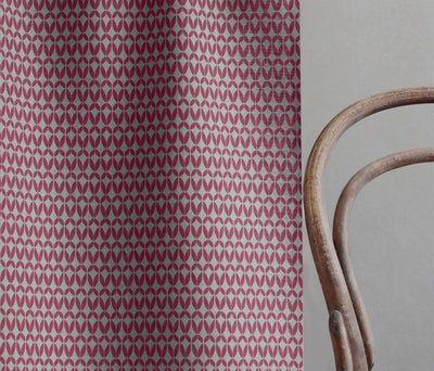 Siruna Cherry - Natural curtain fabric, Red contemporary print