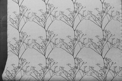 Chervil Black, Natural fabric, black print, repeat