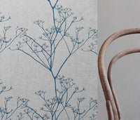 Chervil Blue Stone, Natural fabric with Blue print
