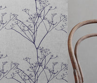 Chervil Deep Blue, Natural fabric with Blue print