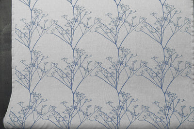 Chervil Denim, Natural fabric with Blue print, repeat