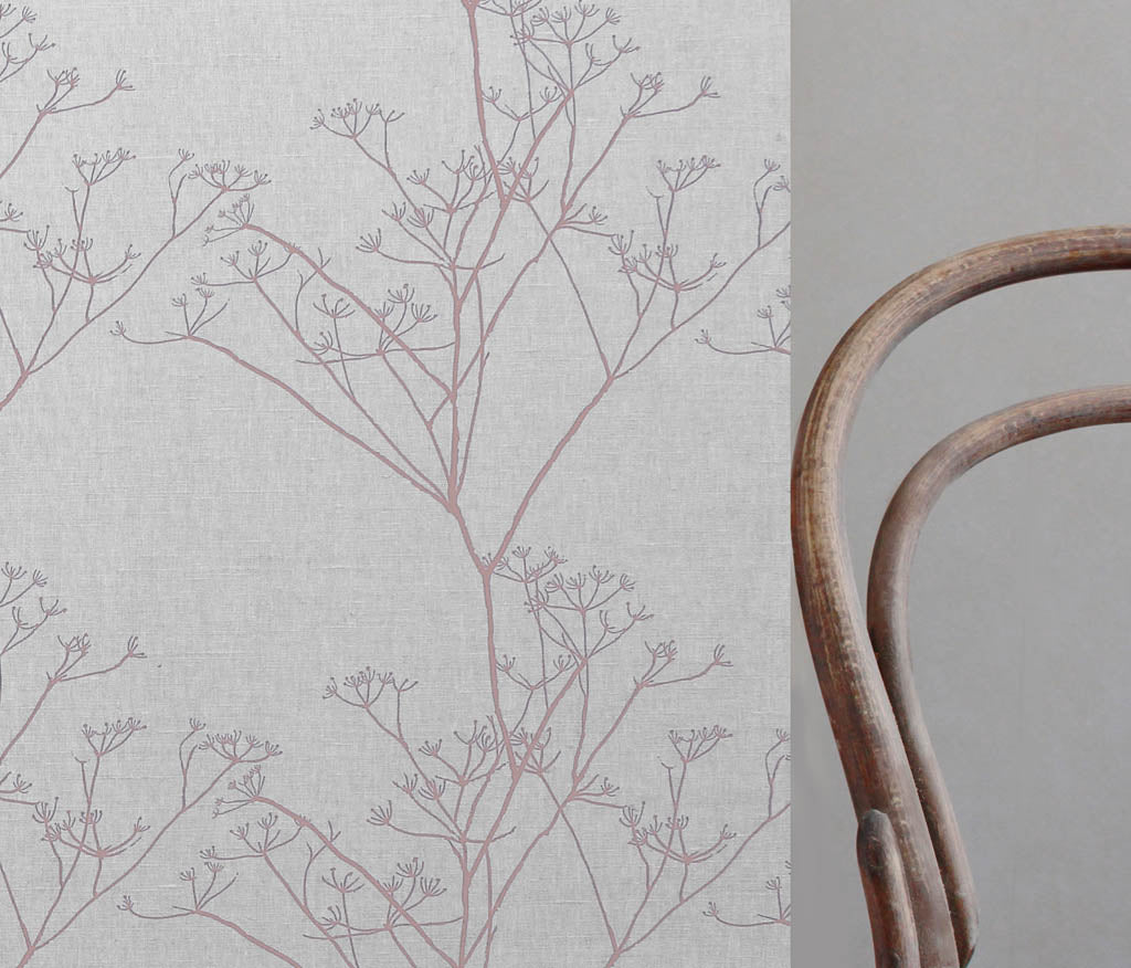 Chervil Dusty Pink, Natural fabric with Pink print