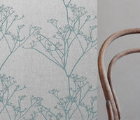 Chervil Jade Mist - Natural fabric with Green-Blue floral print
