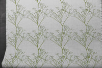 Chervil Leaf, Natural fabric with Green print, repeat