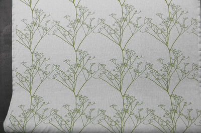 Chervil Leaf, Natural fabric with Green print, repeat