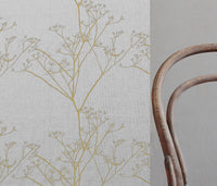 Chervil Mustard, Natural fabric with Dark yellow coloured print
