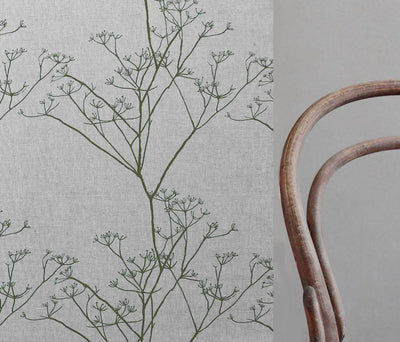 Chervil Sea Weed - Natural fabric with Green floral print