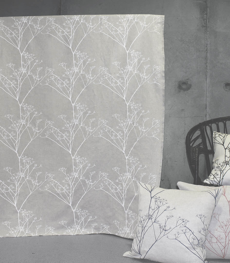 Chervil White - White Chervil pattern on Natural coloured fabric