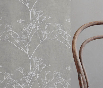 Chervil White - White Chervil pattern on Natural coloured fabric