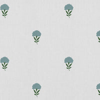 Cheynne Blue Grey - curtain fabric with Blue floral print