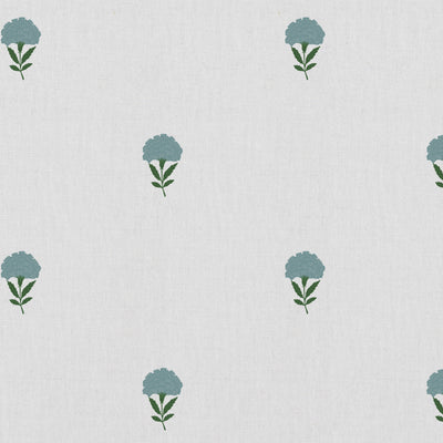 Cheynne Blue Grey - curtain fabric with Blue floral print