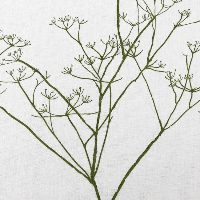 Cicely Moss - White linen, Green botanical print