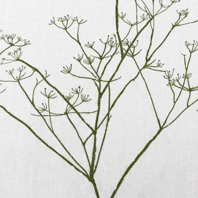 Cicely Moss - White linen, Green botanical print