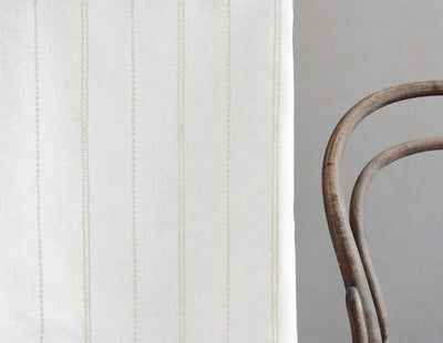 Inga Clay - White fabric with Grey decorative stripes, 100% Linen