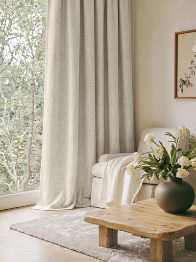 Cream Made to measure linen curtains - Blackout lined heavy Linen curtains. Greta Oyster.