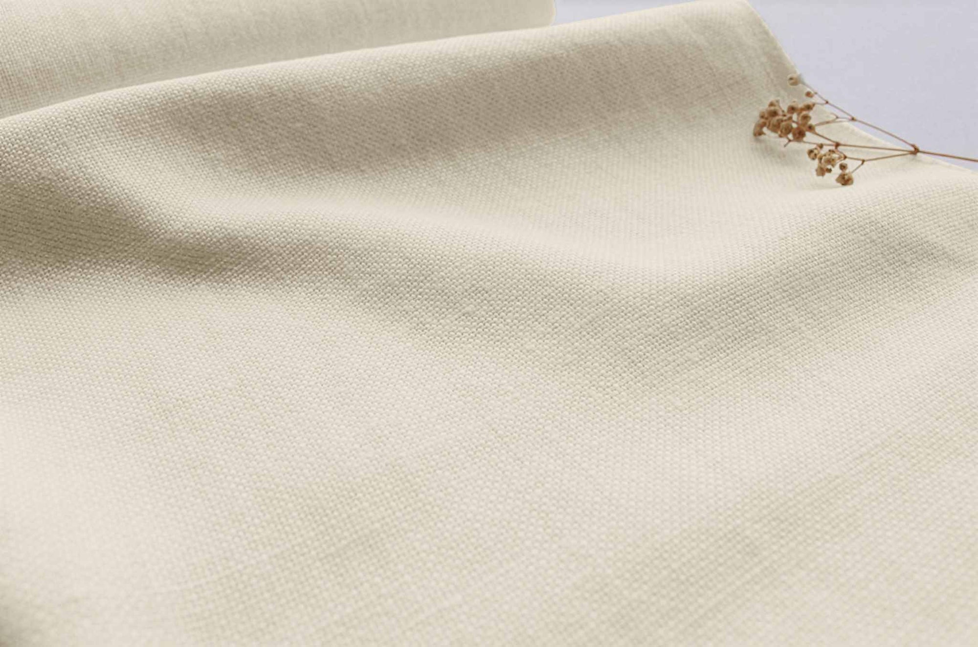 Cream Heavy Linen for curtains and upholstery - 100% linen fabric. Greta Oyster.