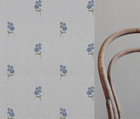 Cree Denim - Floral Blue print on Linen Cotton fabric
