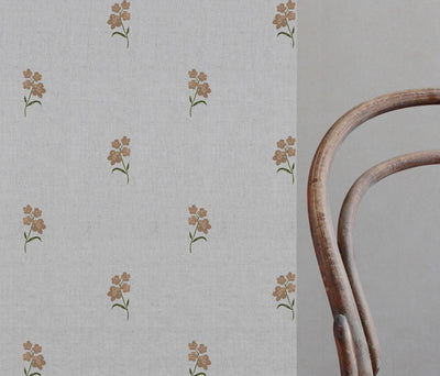 Cree Sand - Floral Brown print on Linen Cotton fabric