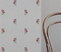 Cree Wine - Floral Red print on Linen Cotton fabric