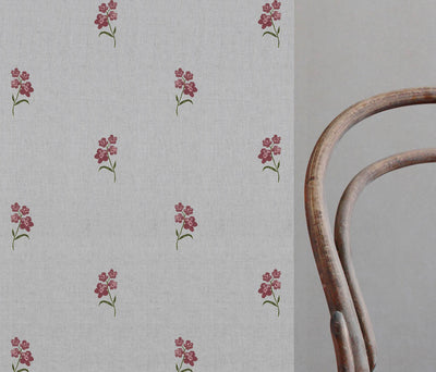 Cree Wine - Floral Red print on Linen Cotton fabric