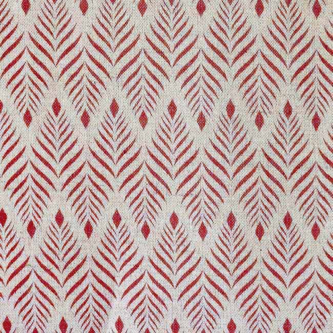 Sylvia Crimson Red - Red abstract print on Natural fabric