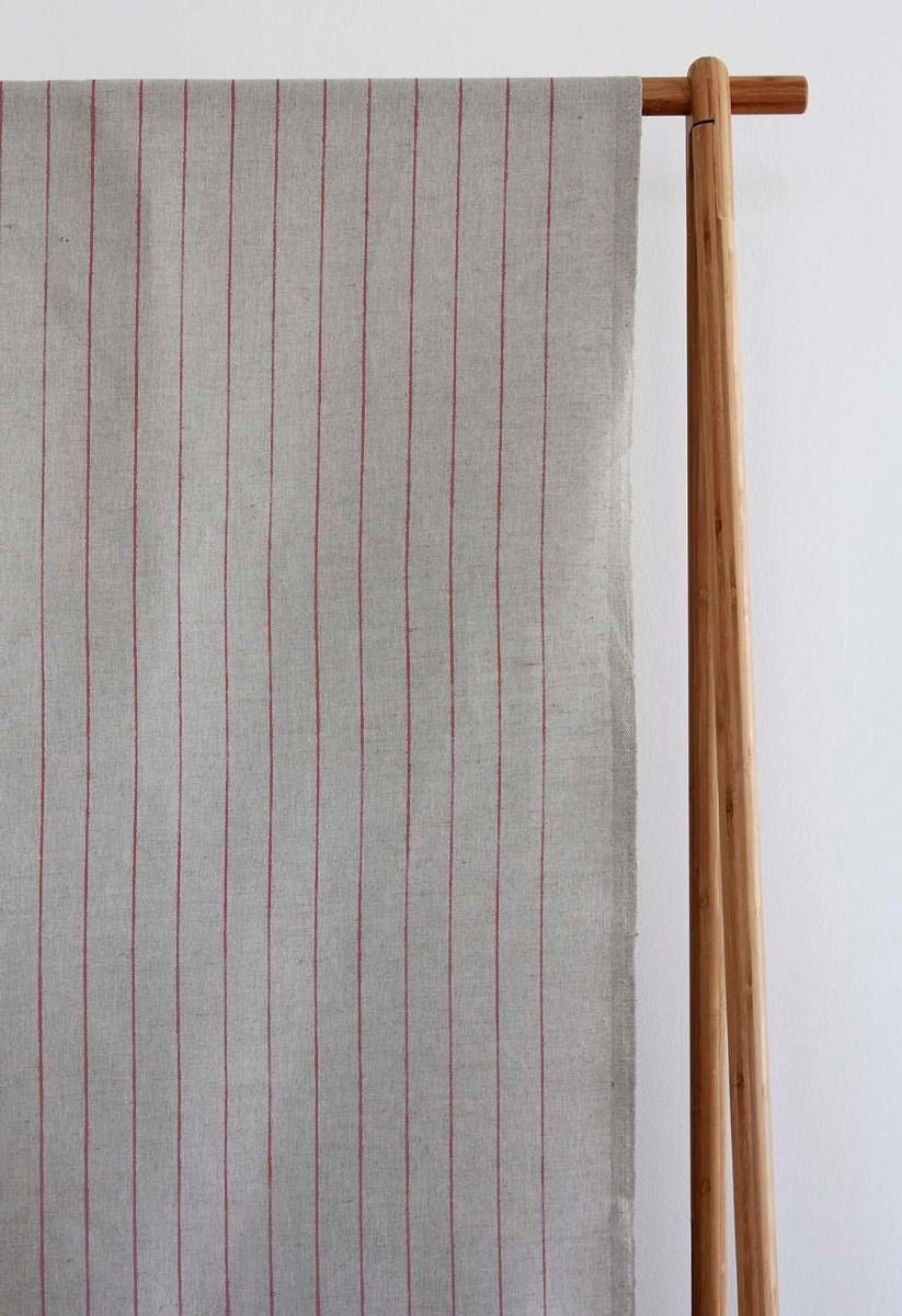 Solveig Crimson Red - Curtain fabric with Red stripes