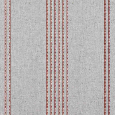 Brea Crimson Red - Natural fabric with Striped Red print