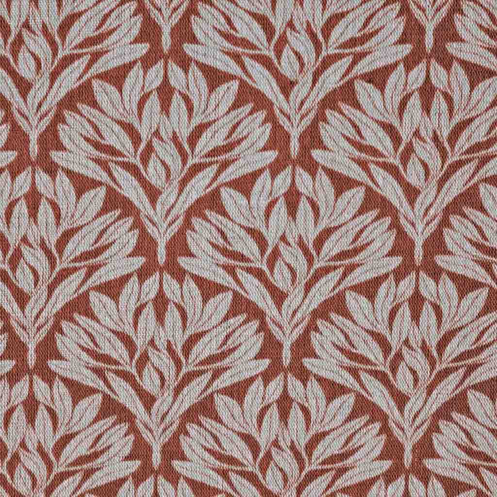 Birna Crimson Red - Curtain fabric with Red botanical print