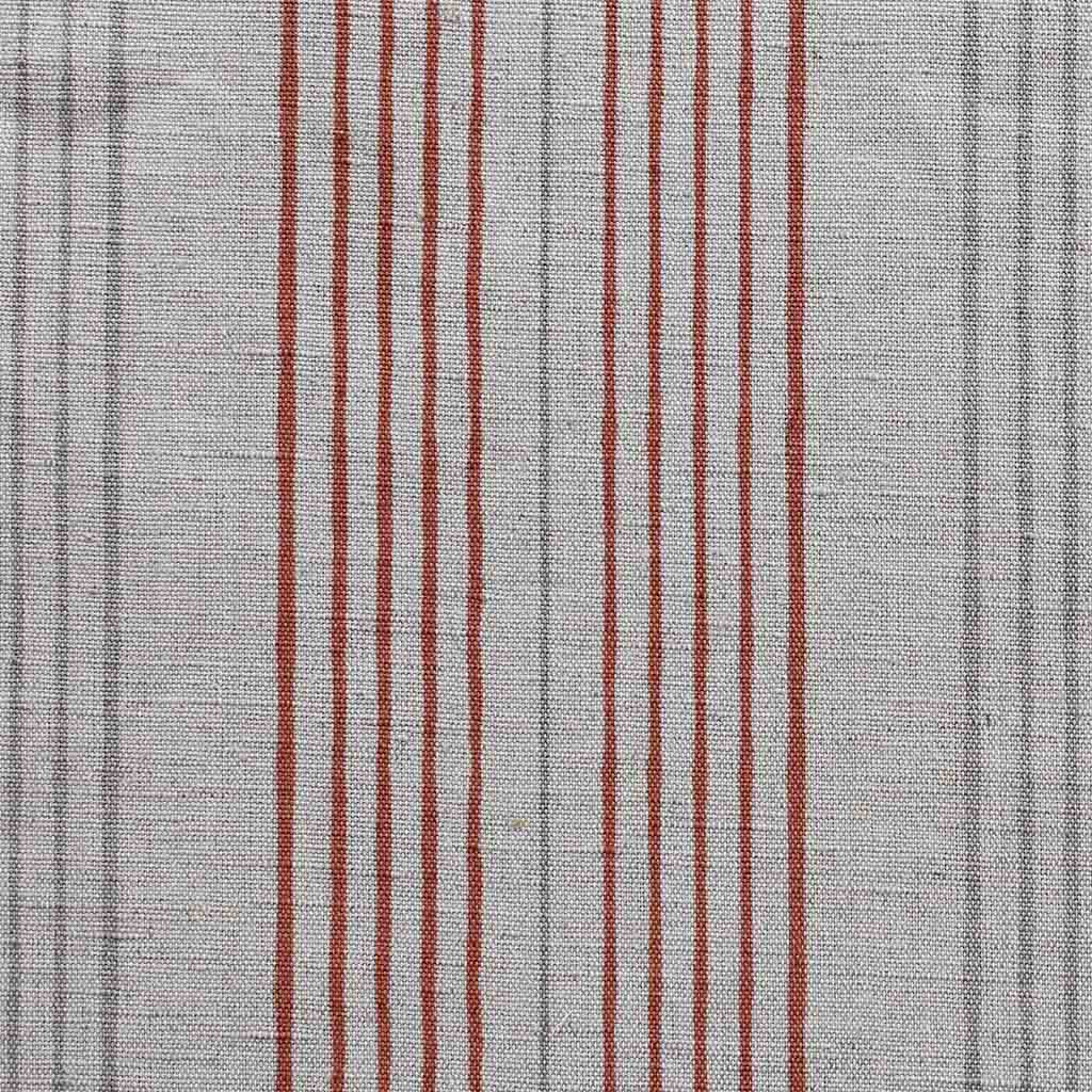 Else Crimson Red -  Linen Cotton mix curtain fabric, Red & Grey stripes