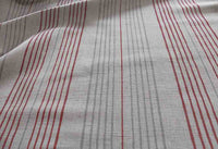 Else Crimson Red -  Linen Cotton mix curtain fabric, Red & Grey stripes