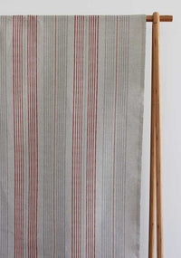 Else Crimson Red -  Linen Cotton mix curtain fabric, Red & Grey stripes