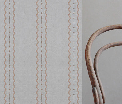 Daphne Sand - Curtain fabric with Brown abstract print